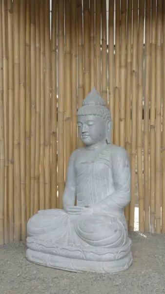 Product image 3 of the product “Seated Buddha made of Riverstone in Dhyana position - gesture of meditation, H.102,5 cm, natural. ”